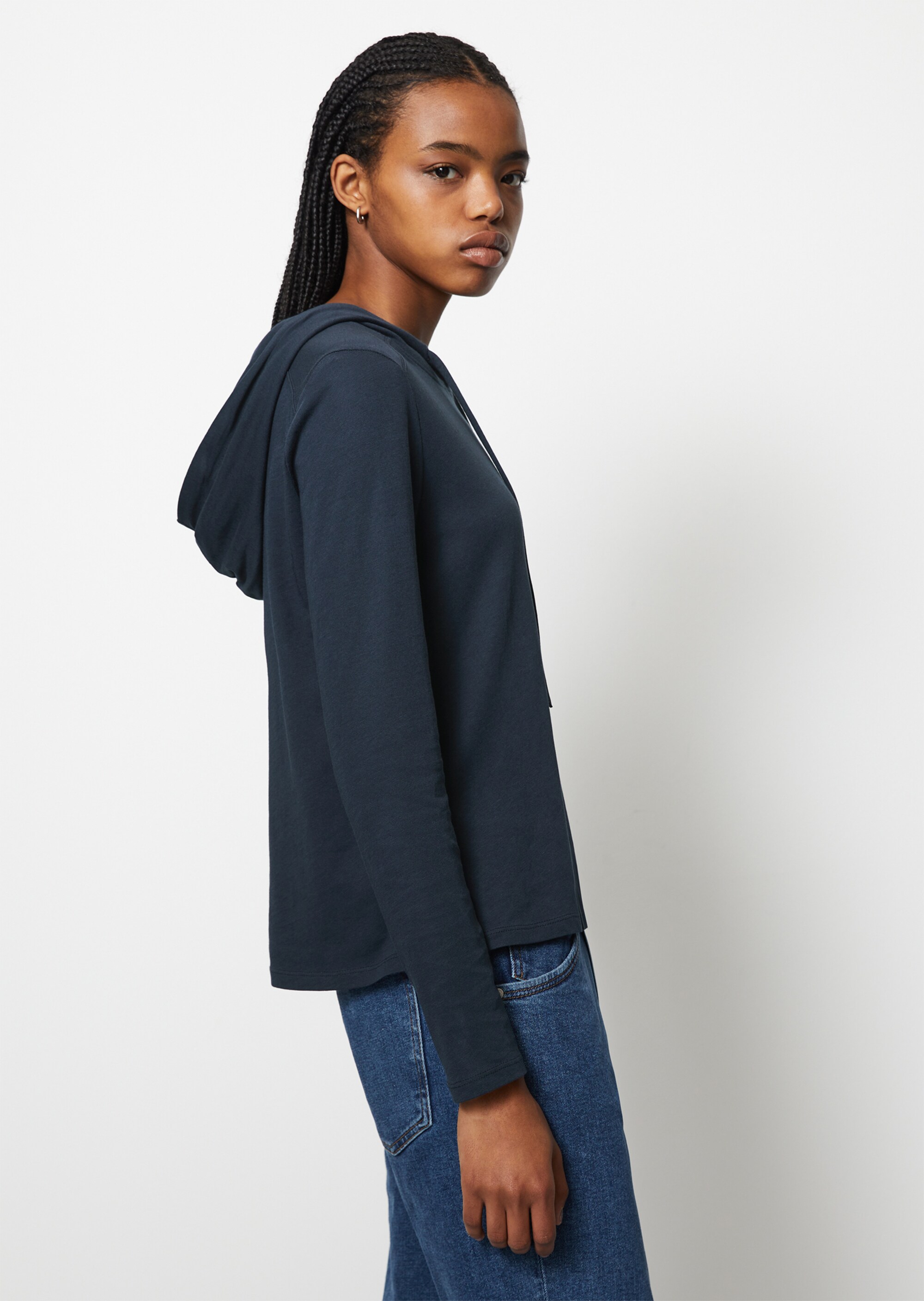 Kapuzen-Longsleeve regularaus Organic Cotton Single Jersey