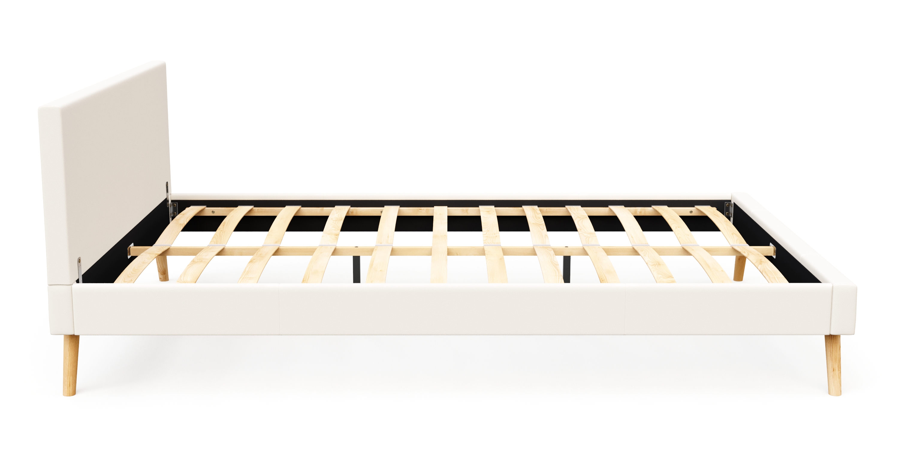 Lederbett ELVAR 140 x 200 cm weiss