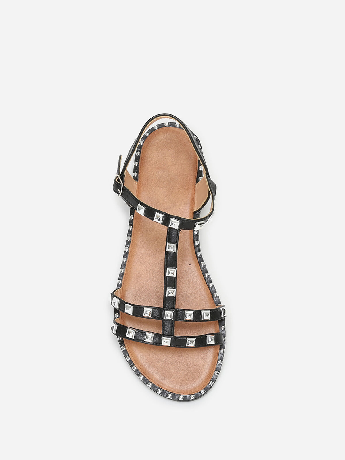 Sandales à fines brides avec clous- Noir