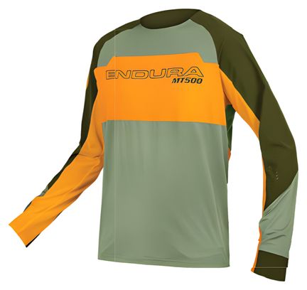 Maillot Manches Longues Endura MT500 Burner Lite Vert / Orange