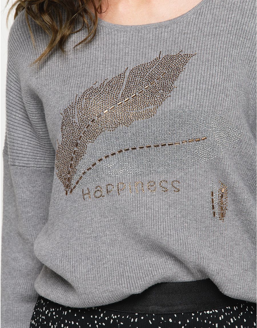 Pull gris plume