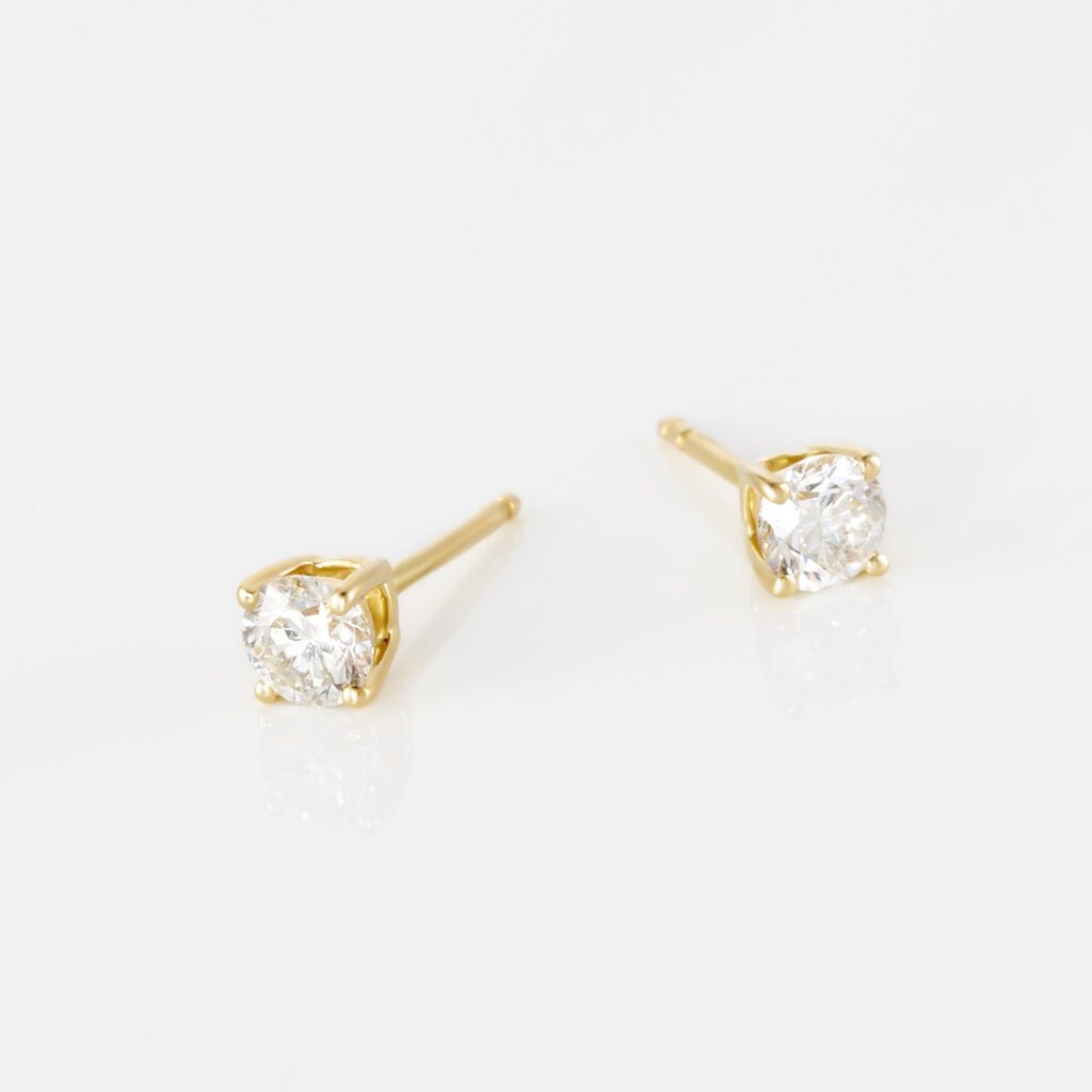 Boucles D'oreilles Puces Victoria Or Jaune Diamant