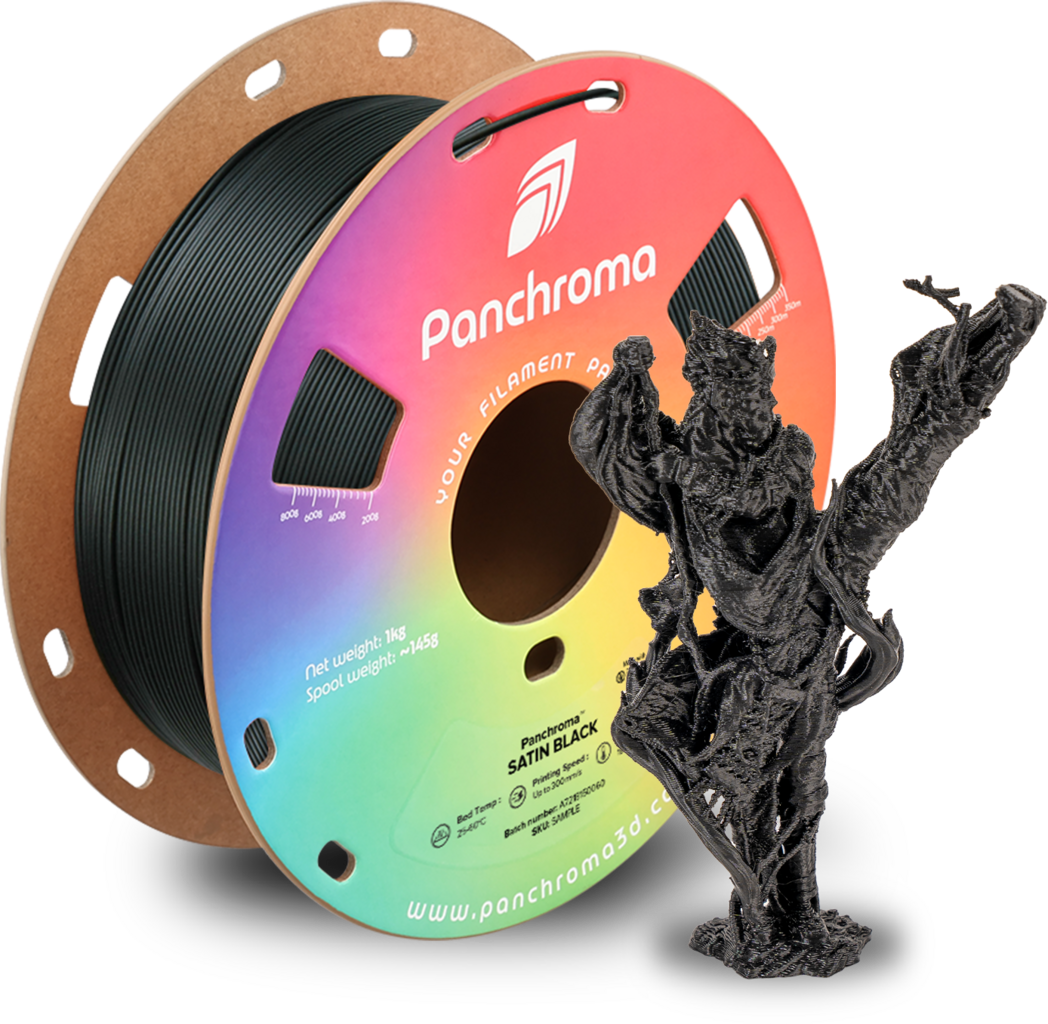 Polymaker  Panchroma™ PLA Satin Black, 1,75 mm / 1000 g    Satin PLA für glänzende Ideen & makellose Ergebnisse in Schwarz