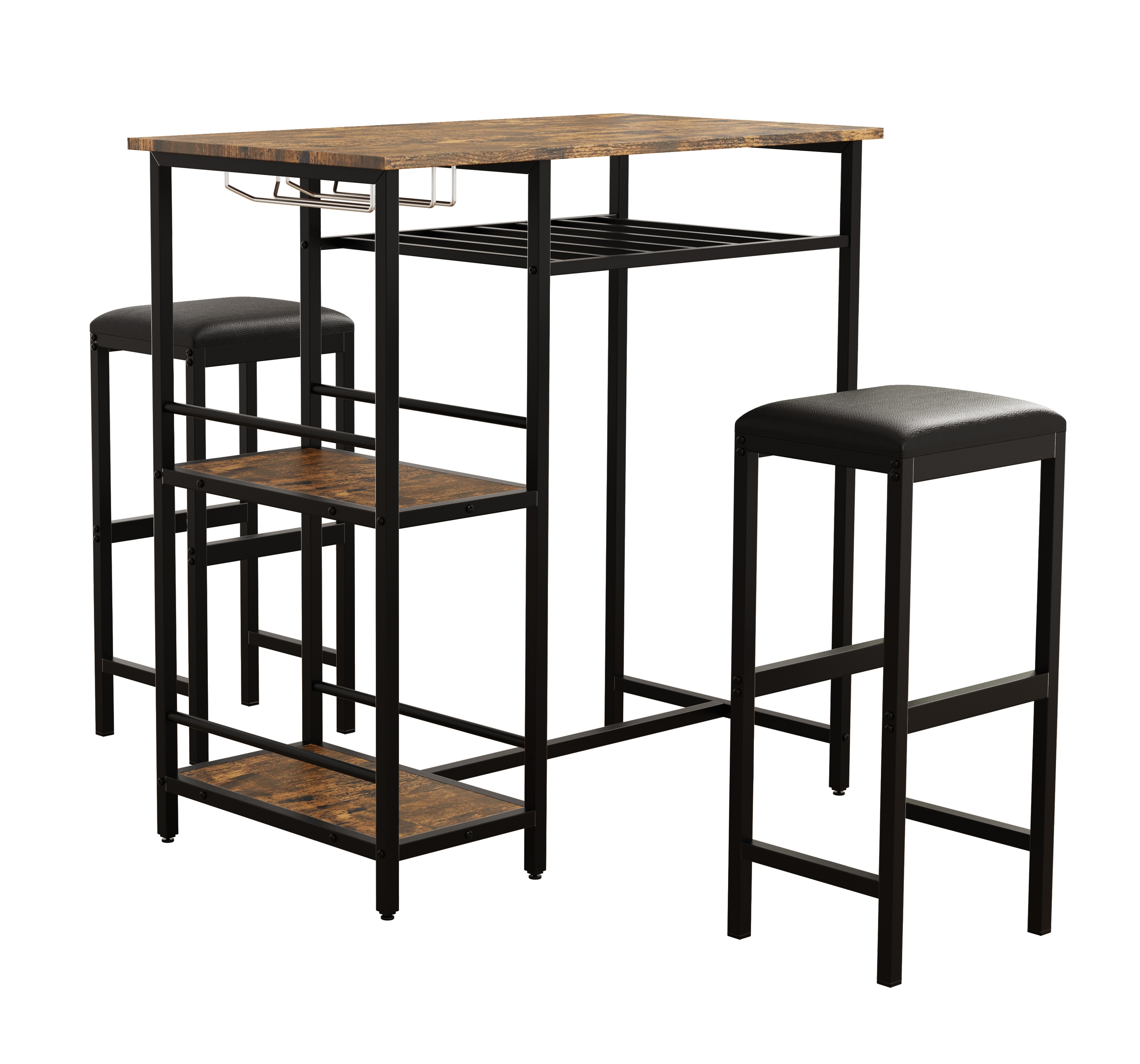 VCM 3 tlg. Set Bartisch Tresen Stehtisch Bistrotisch Bartresen Bockerhocker Kolari