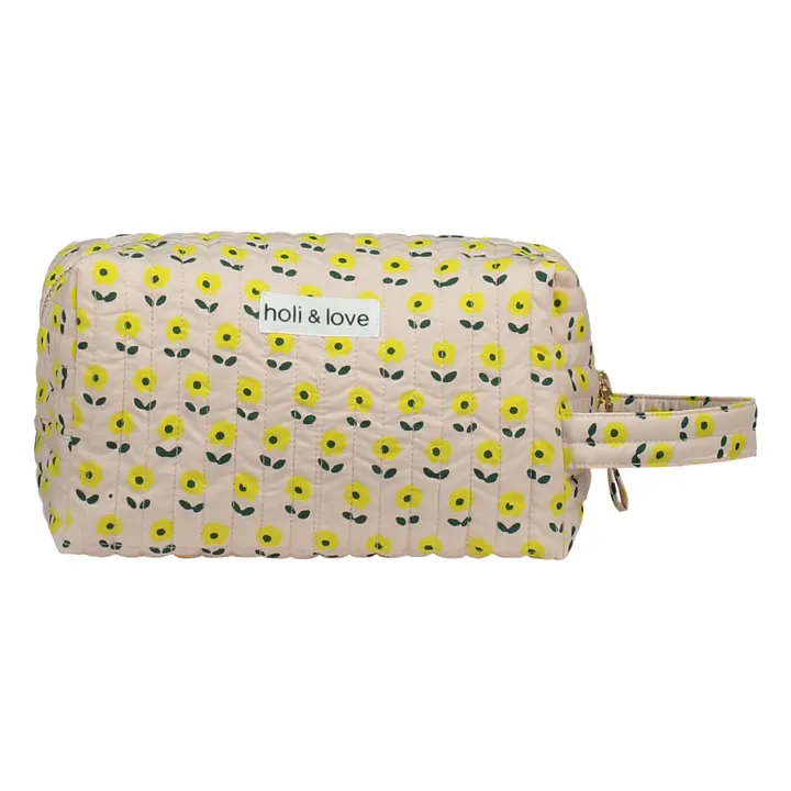 Holi & Love Trousse de Toilette Fleurs Coton Bio | Rose pêche