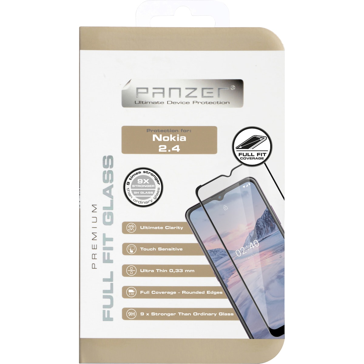 Panzer Full-Fit Nokia 2.4 skjermbeskytter (sort)