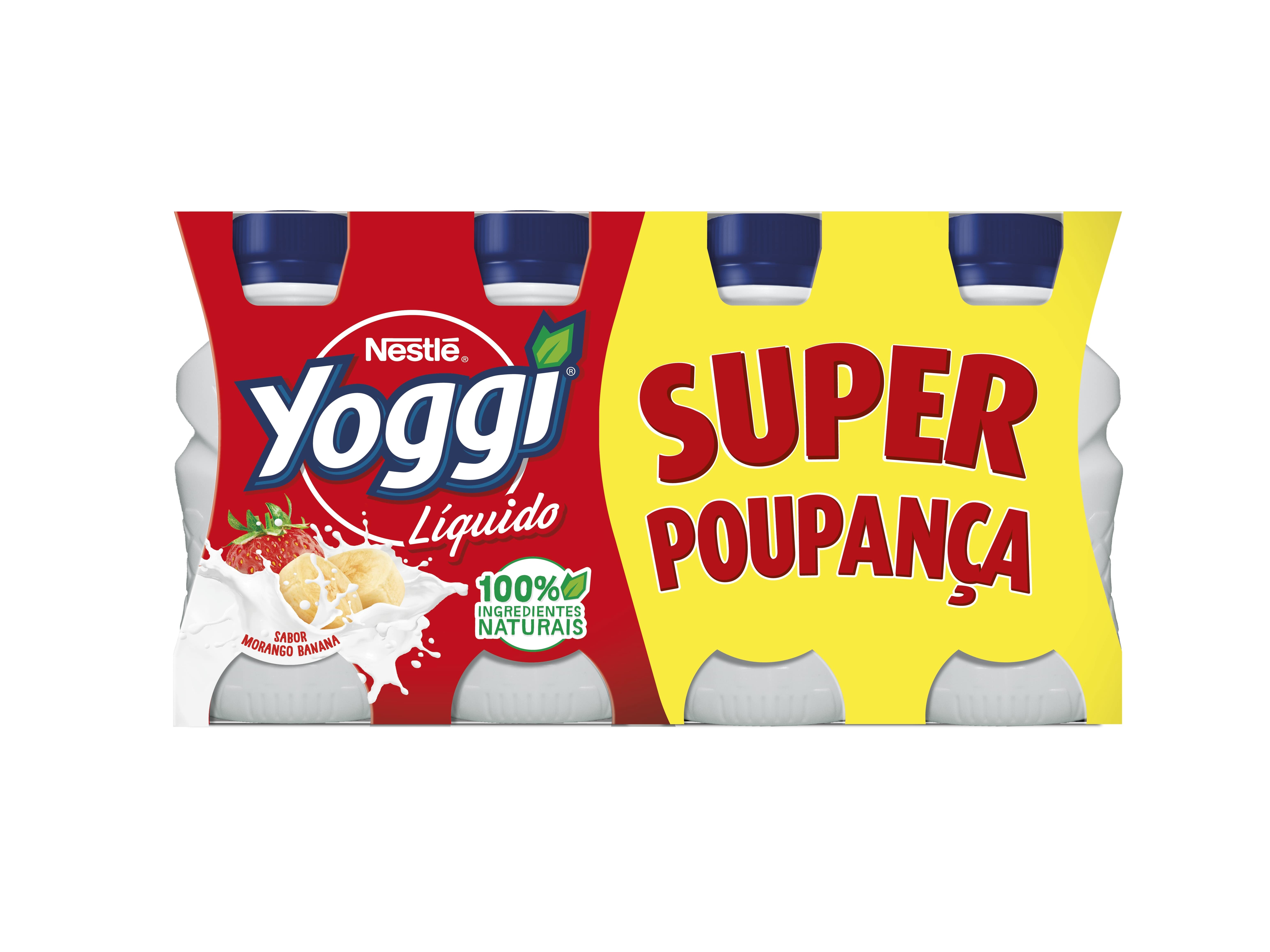 IOGURTE LIQUIDO YOGGI MORANGO BANANA 8X160G