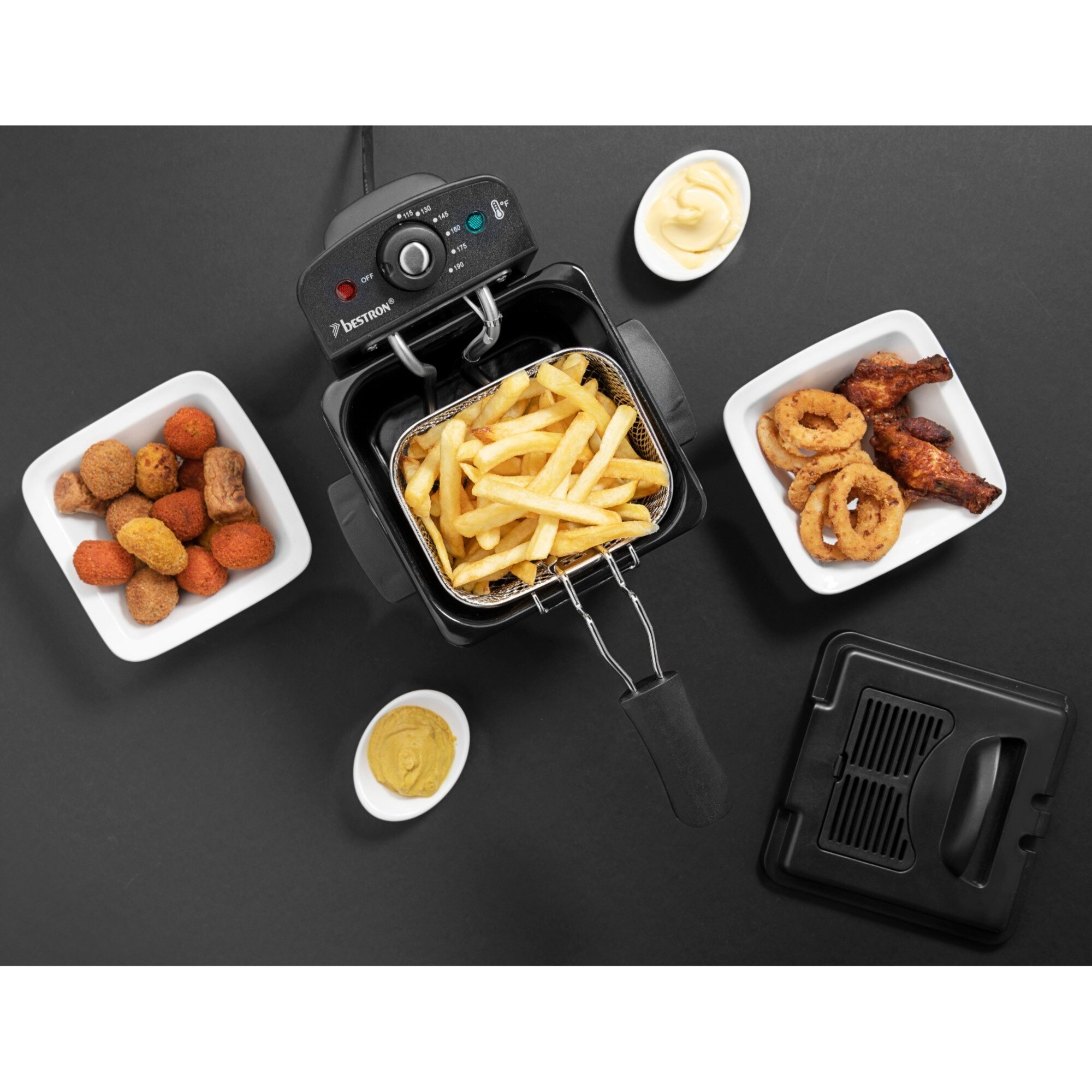 Bestron Fritteuse Mini Fritteuse AF100CO, mit Kaltzonen-Technik