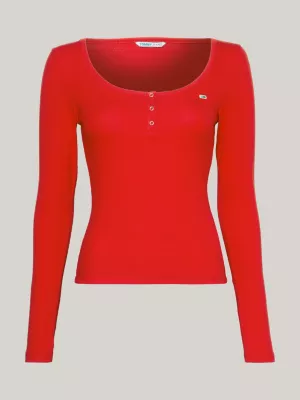 Camiseta Henley de manga comprida com corte slim