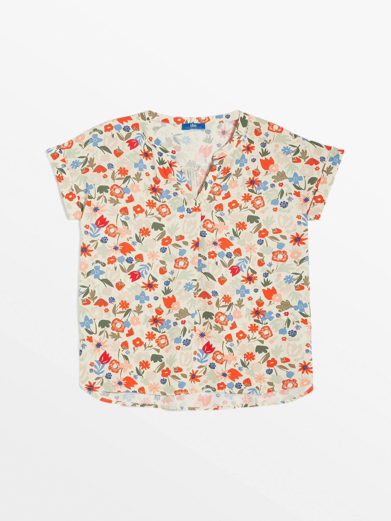 Blouse Femme A Fleurs Rose et Beige