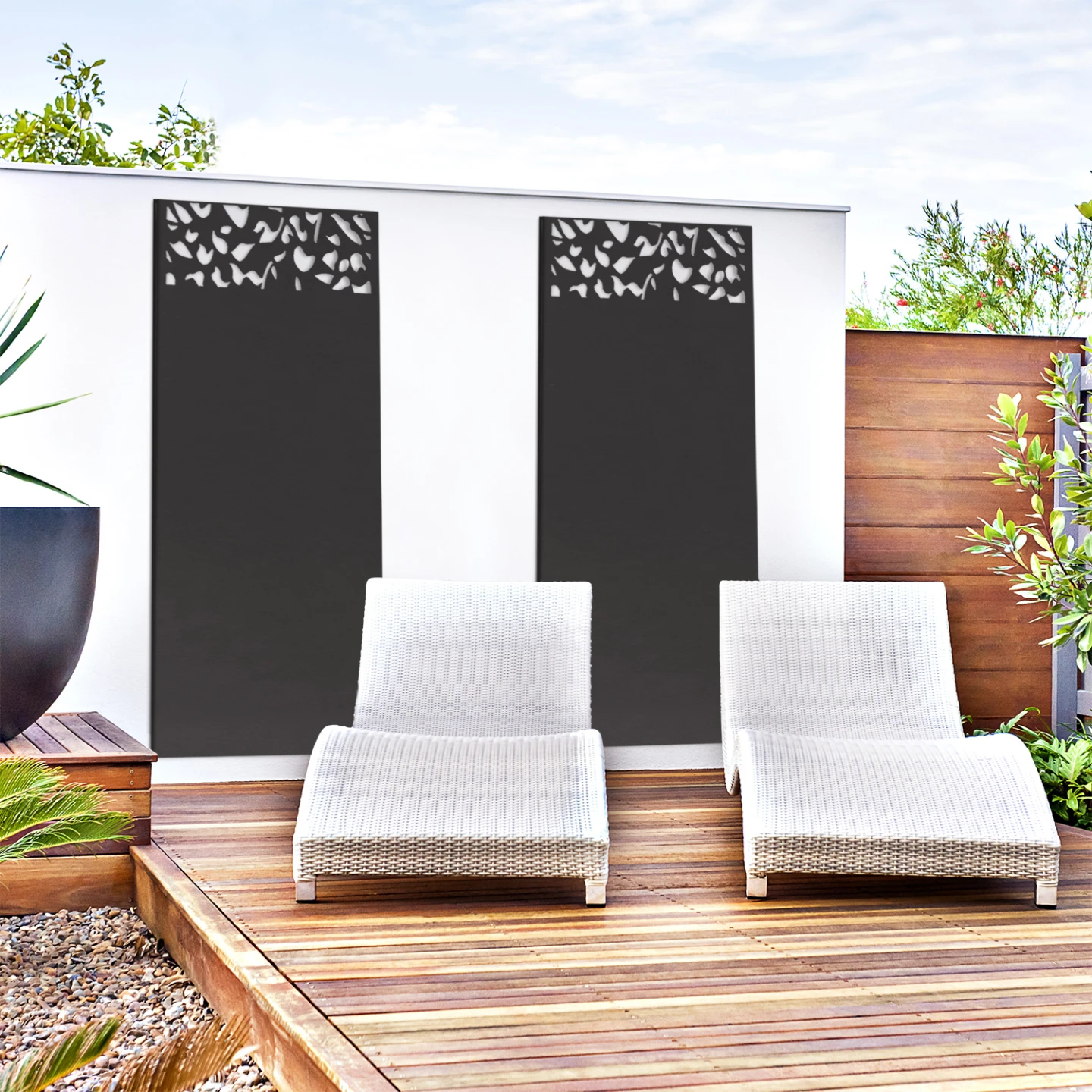 Panneau décoratif universel 150 x 50 CM FLOWER gris semi ajouré en haut