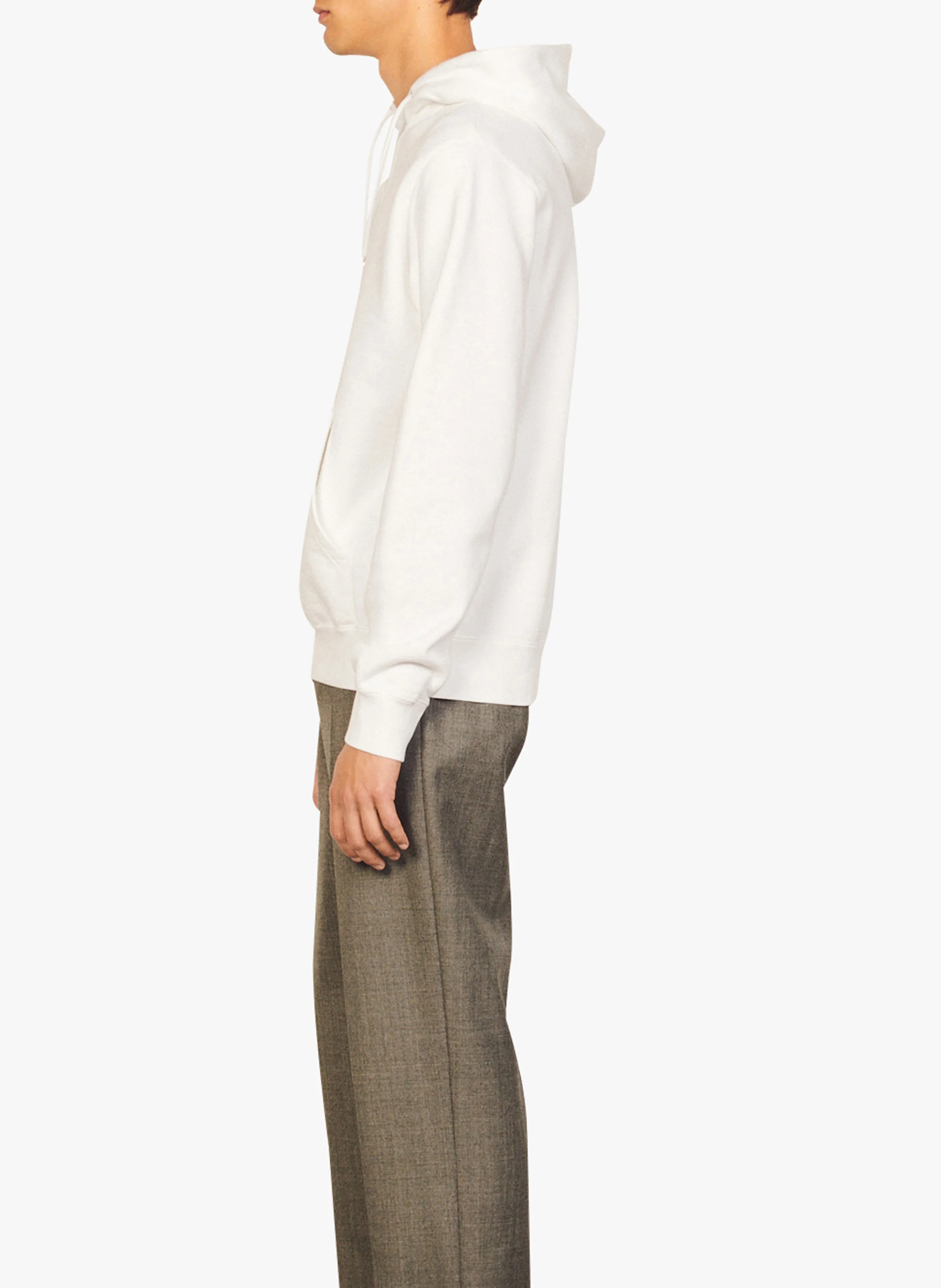 Sweat col rond regular fit à capuche en coton | Blanc