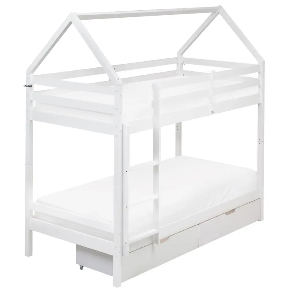 TERNAS - Hoogslaper met opberglades - Wit - 90 x 200 cm - Dennenhout