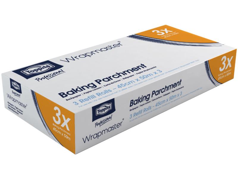 Toppits Backpapier Wrapmaster 45 cm x 50 m, 3 Stück Nachfüllrolle