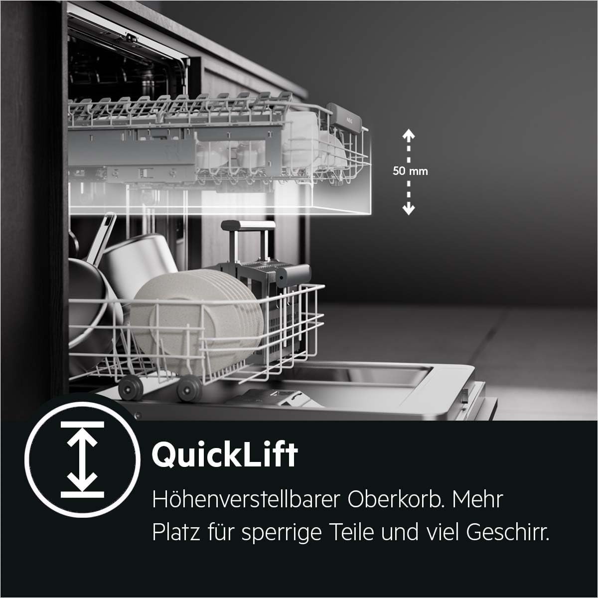 AEG FEE6491AZM Integrierter-Geschirrspüler/Serie 6000 mit SatelliteClean / 60cm / AirDry - ideale Trocknungsergebnisse/C/energiesparend/MaxiFlex Besteckschublade/Startzeitvorwahl