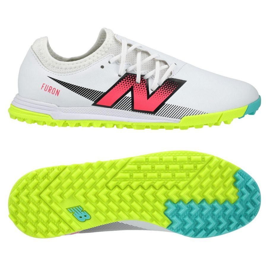 New Balance Furon V7 Dispatch TF - Blanc/Violet/Jaune Fluo Enfant