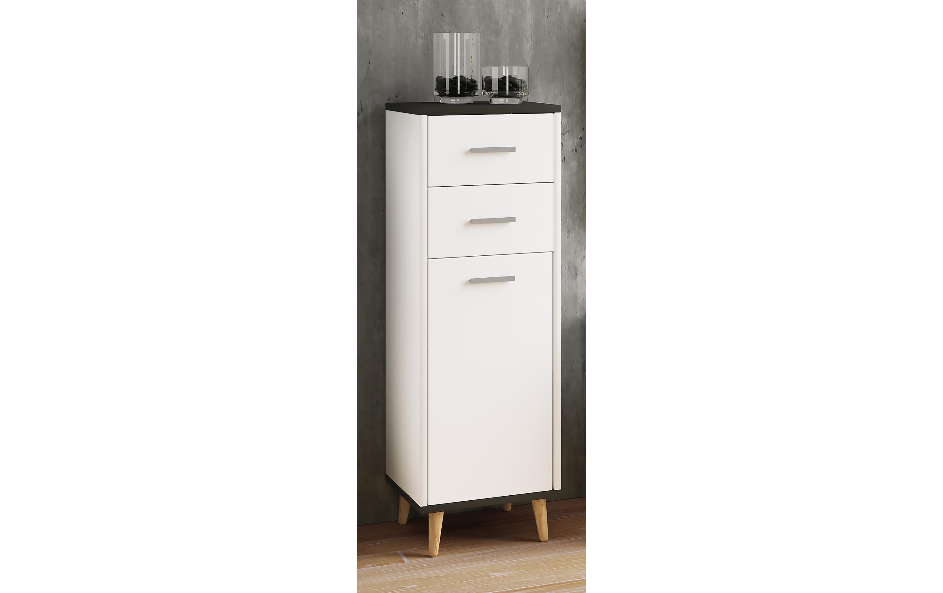 Badezimmerregal Landos Midi 32 x 97 cm, Weiss/AnthrazitModerner Badezimmerschrank
