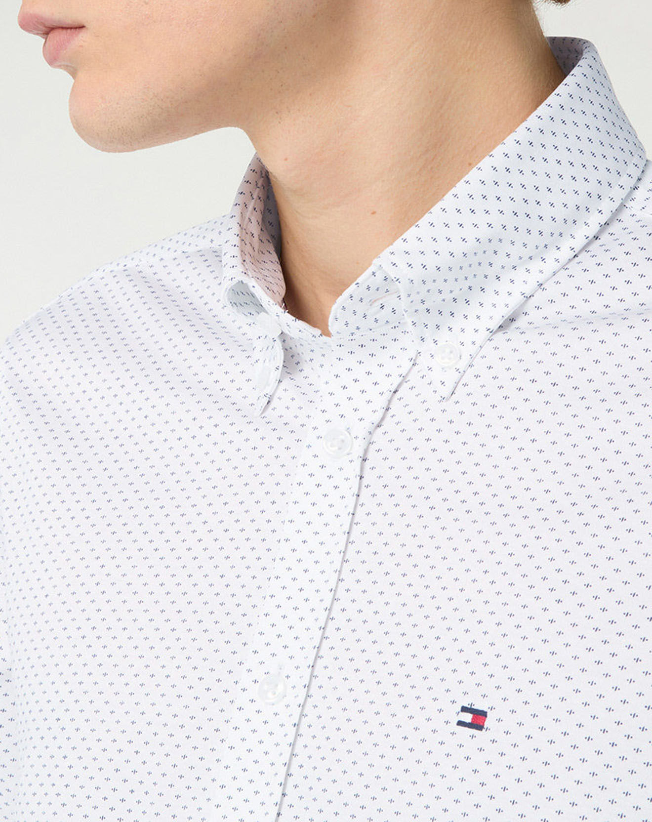Tommy Hilfiger Chemise slim en Jersey imprimée blanc/bleu