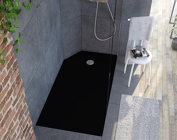 Receveur de douche 80 x 160 cm, noir, Allibert Karbon