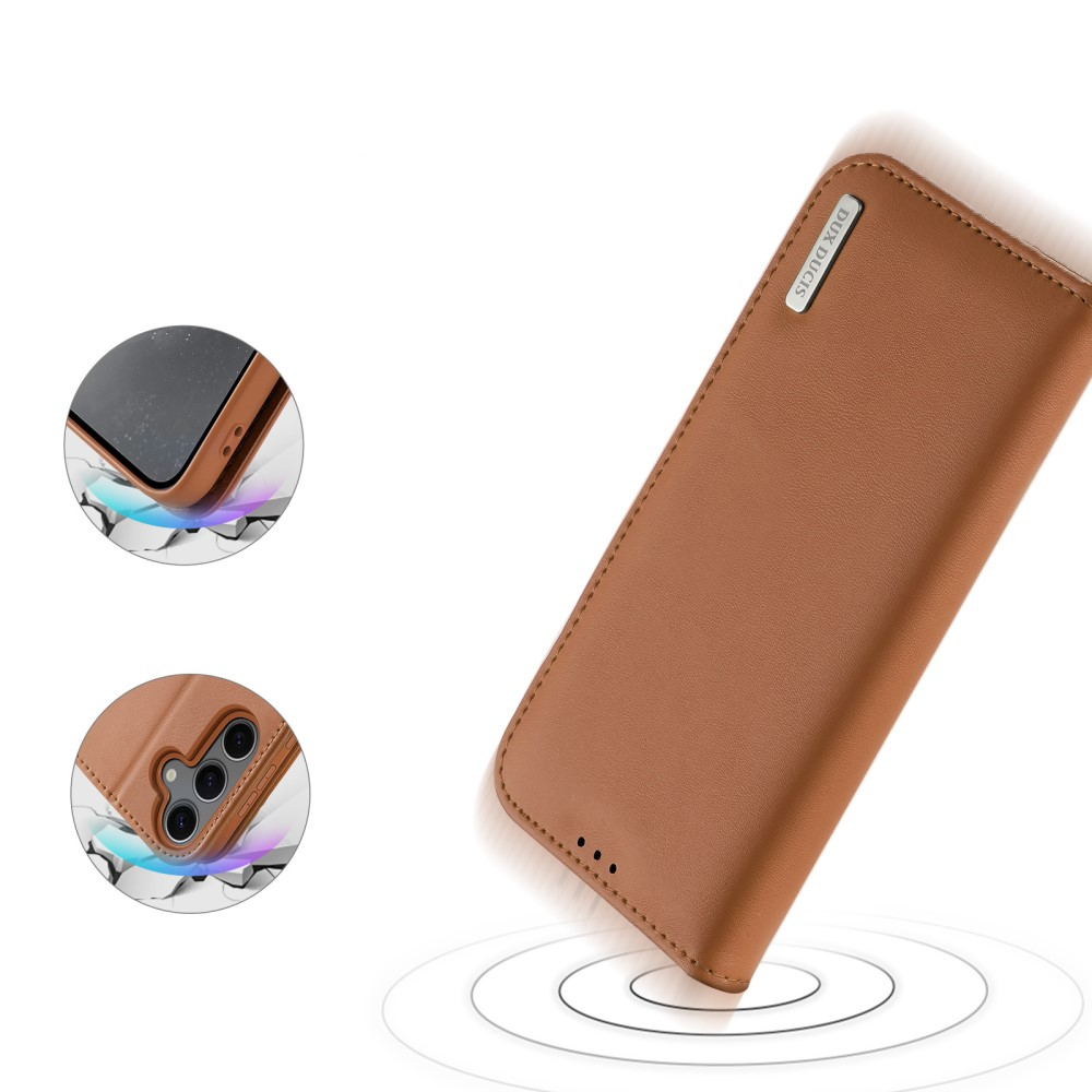 Samsung Galaxy S25  Plus Flip Wallet Cover Echtleder Tasche (RFID Schutz) - Braun