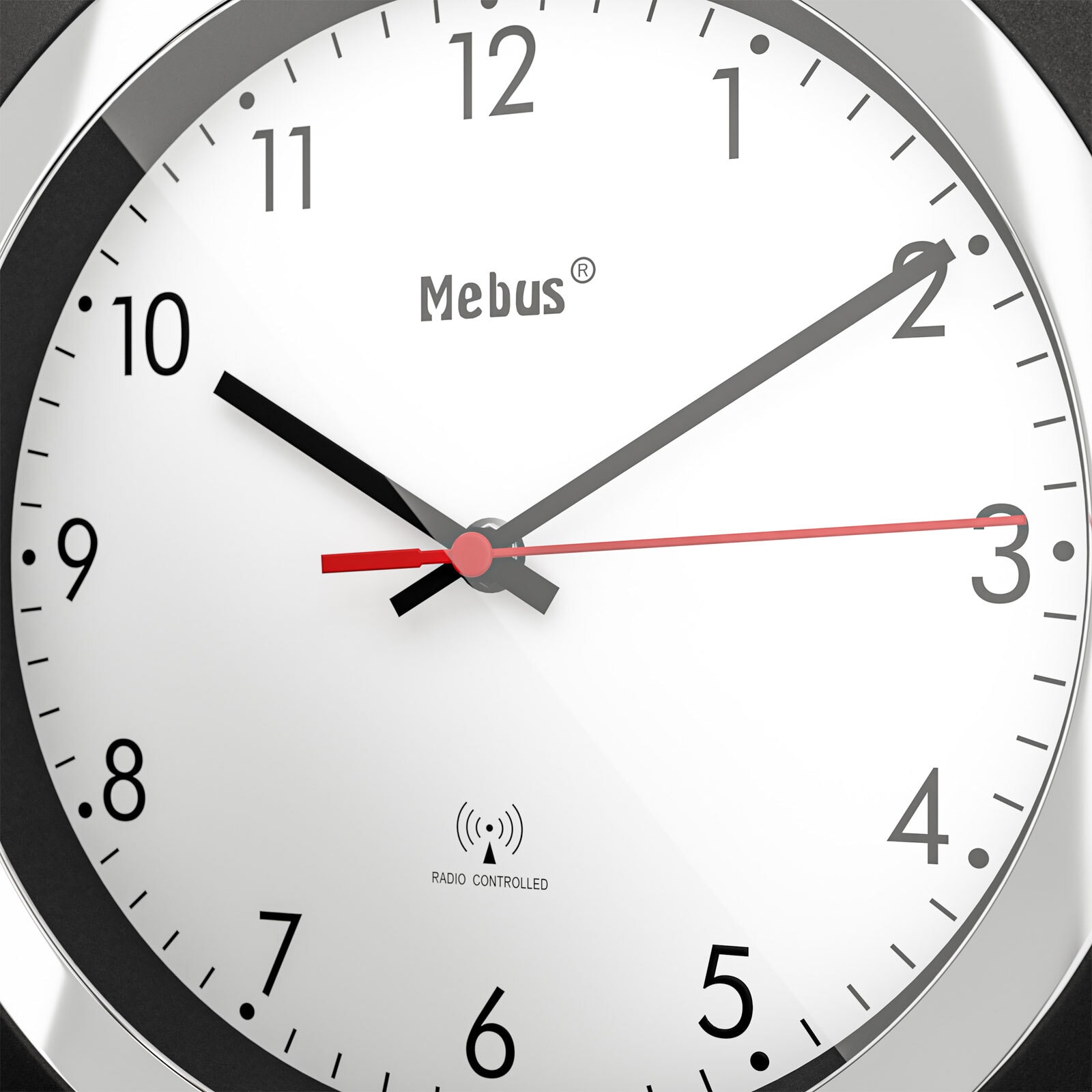 Mebus Funk-Wanduhr 25 cm schwarz