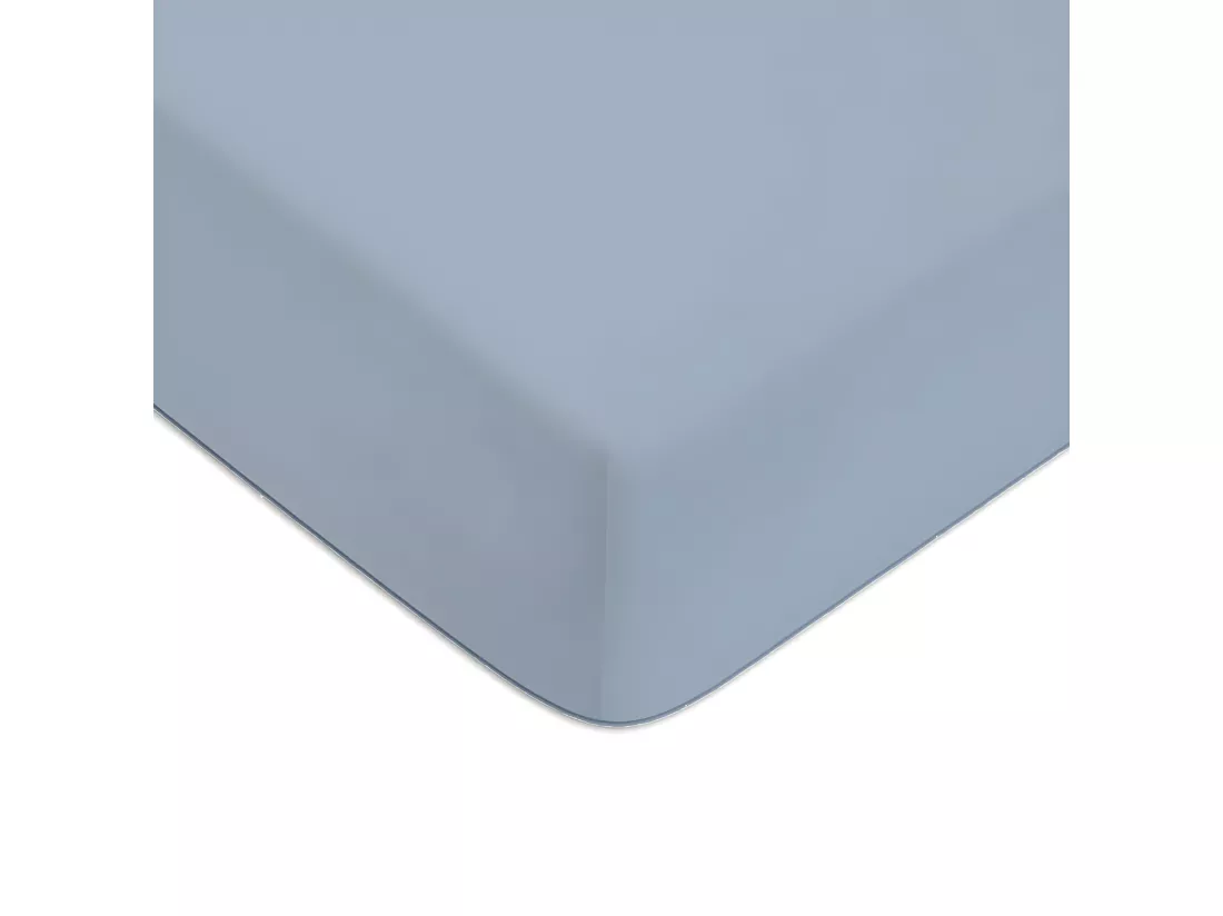 Drap housse en coton 57 fils uni bonnet 25cm nuage 160x200cm