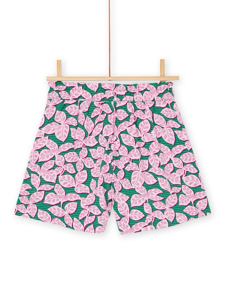 Short vert et rose à imprimé feuillage