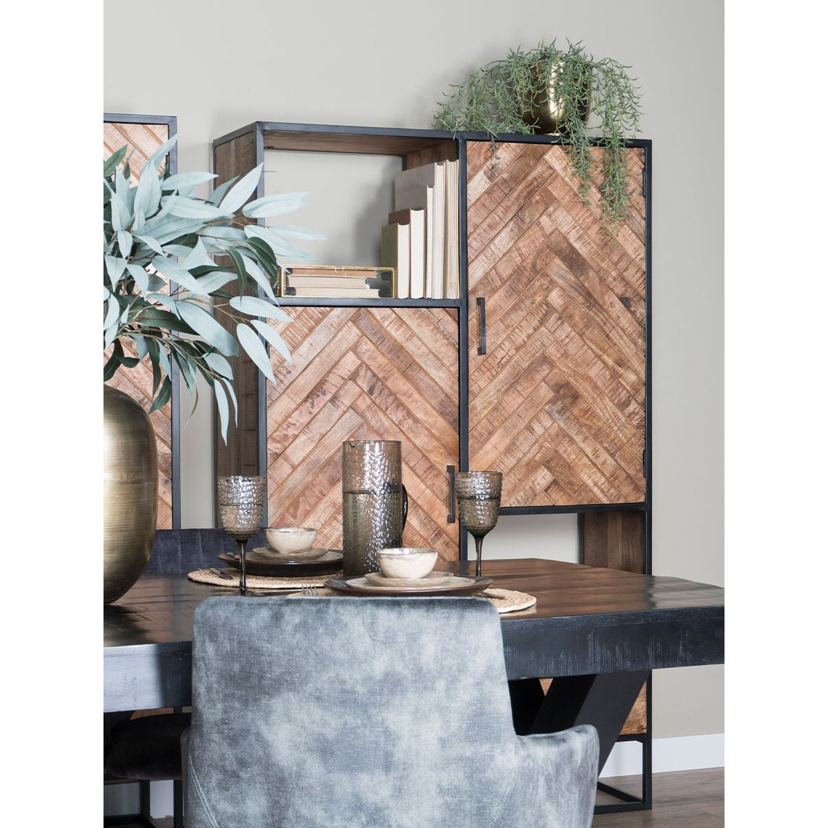 Kast Roan Visgraat - Bruin Mangohout