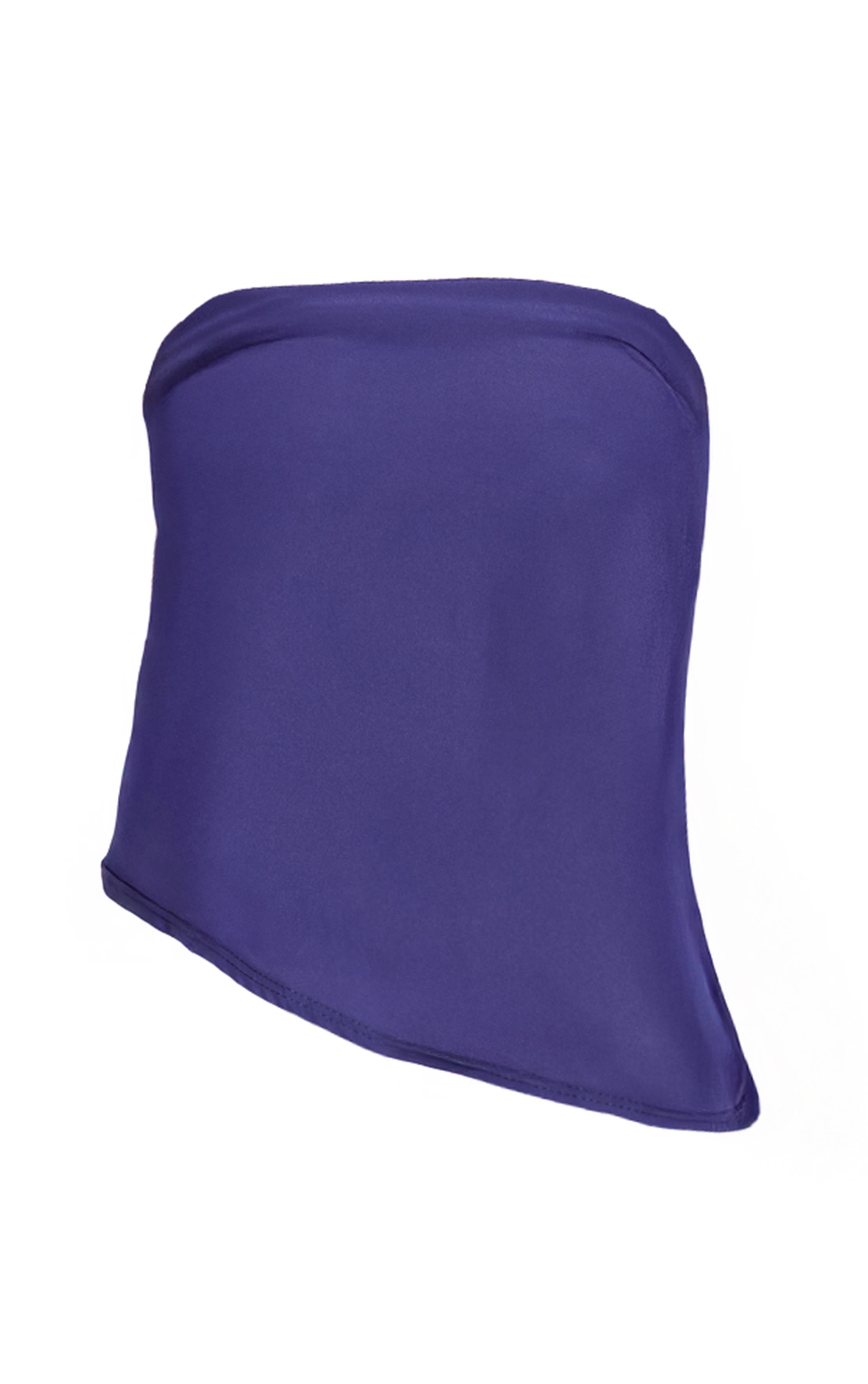 Bleu Marine Top Bandeau En Mousseline