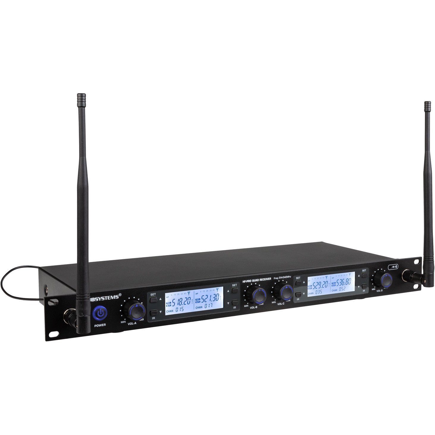 JB systems HF-PRO QUAD 4-kanaals draadloze microfoonontvanger (514 - 542 MHz)