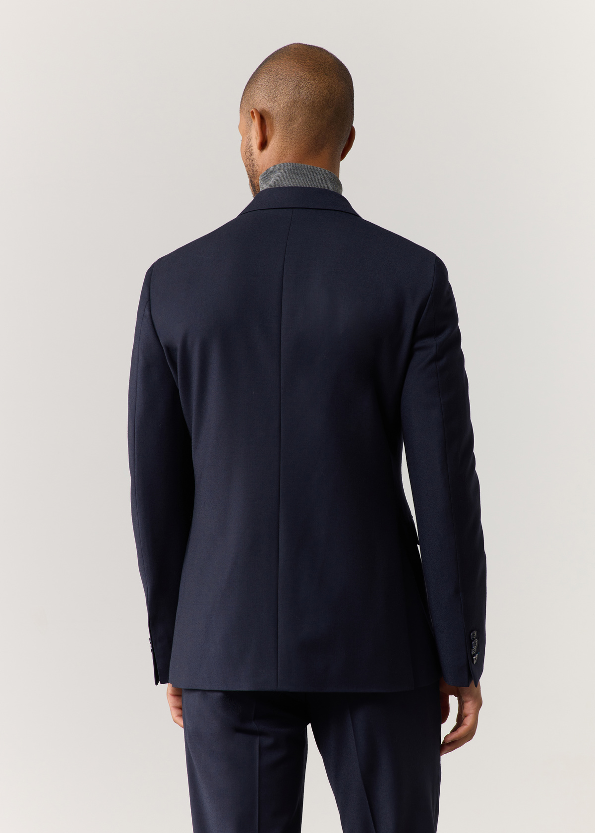 Veste coordonnable Regular en laine mélangée unie bleu marine