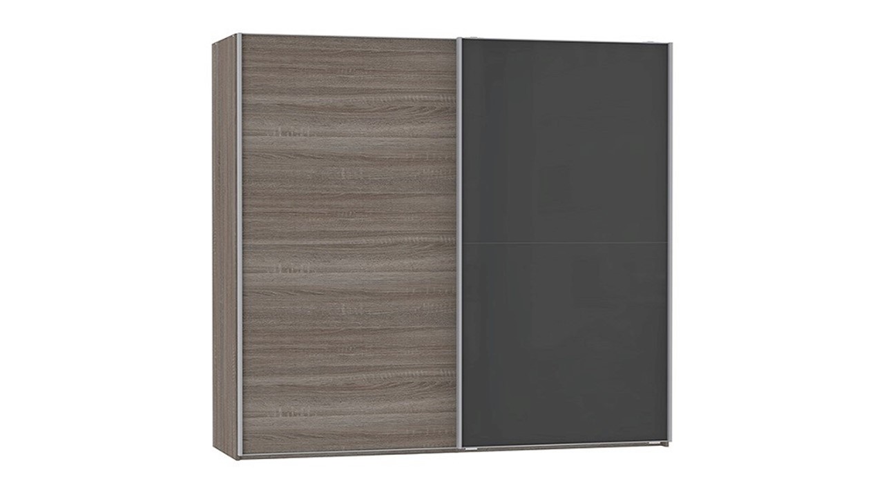 Schuifdeurkast Motion met glasdeur truffel eiken/graphit