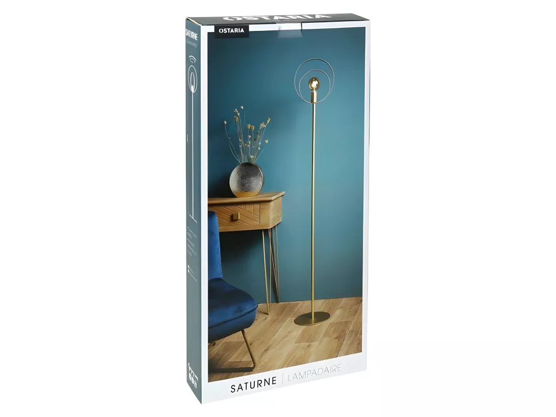 Lampadaire métal doré H160 Saturne Ostaria