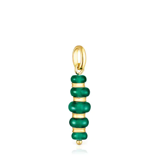 Pingente com banho de ouro 18k sobre prata e calcedônia tratada. Jardim Virtual.