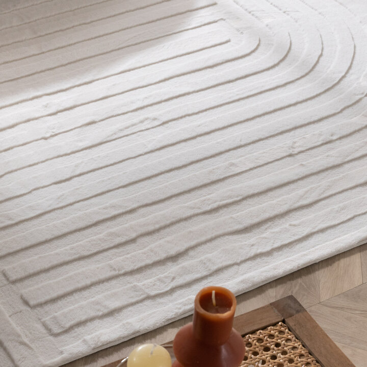 Organisch Vloerkleed - Flowy Arch Creme | Wasbaar