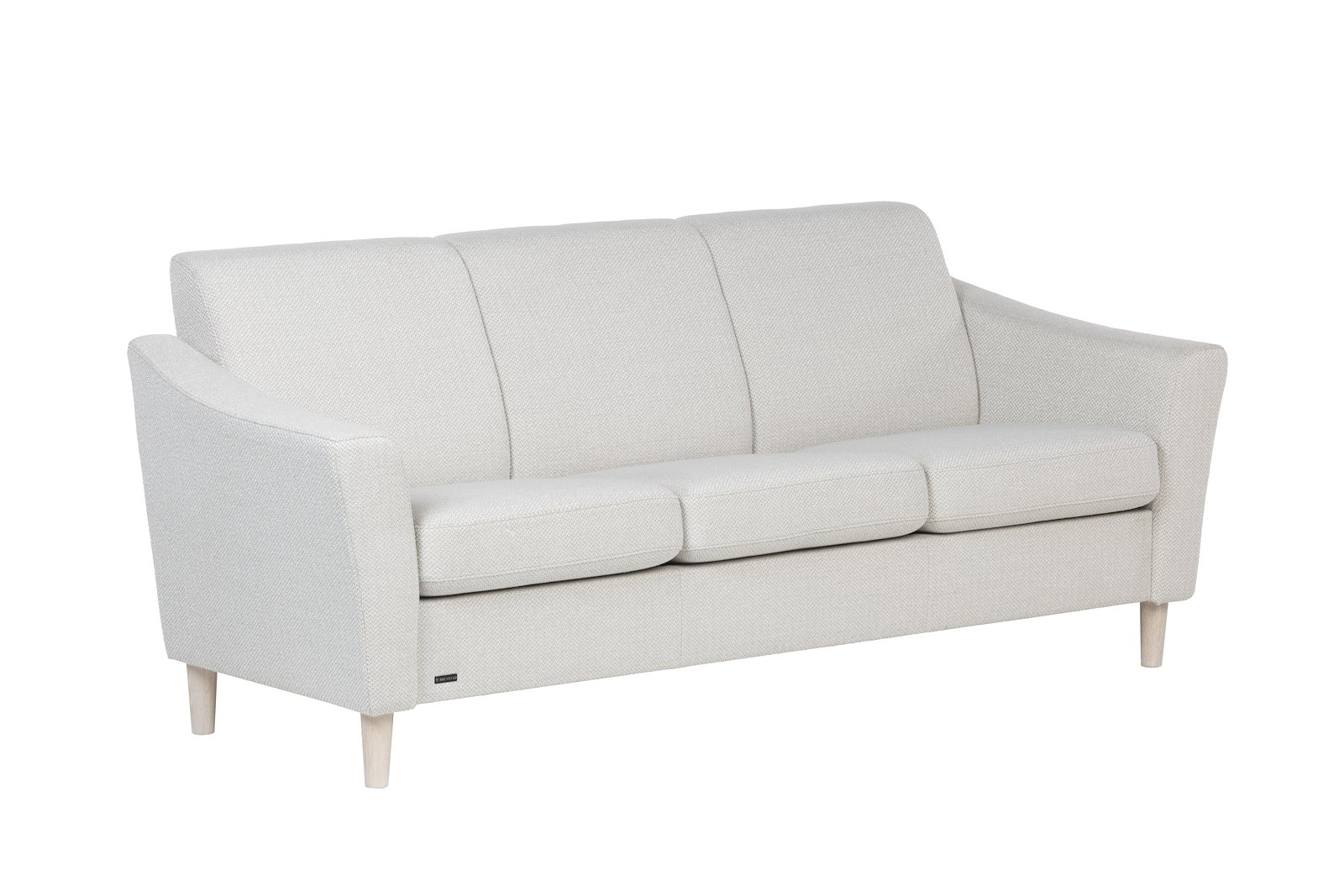 Medly sofa Tekstil Uno Kitt med vange A og hvitoljet ben 376