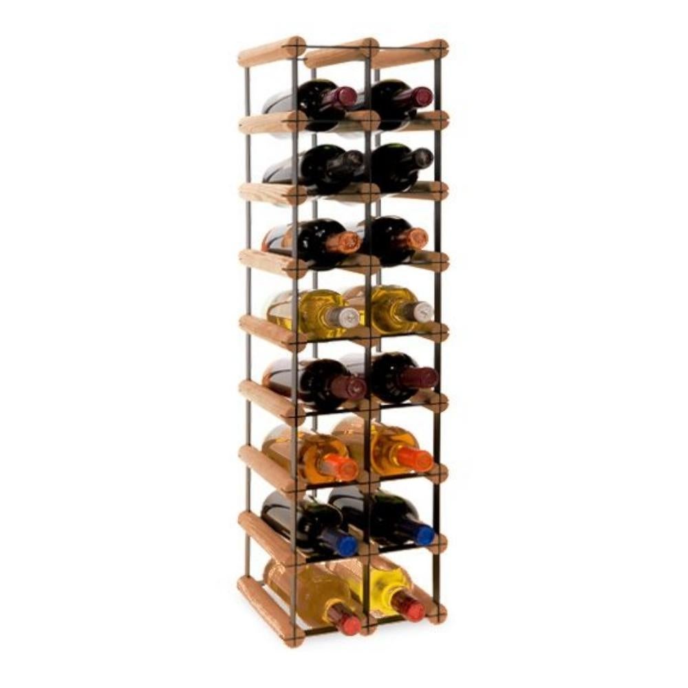 PROREGAL Modulair Wijnrek Vinotega Mod Metaal HxBxD 82,5 x 22,5 x 24,5 cm 2 x 8 Flessen Massief grenenhout Bruin Geolied