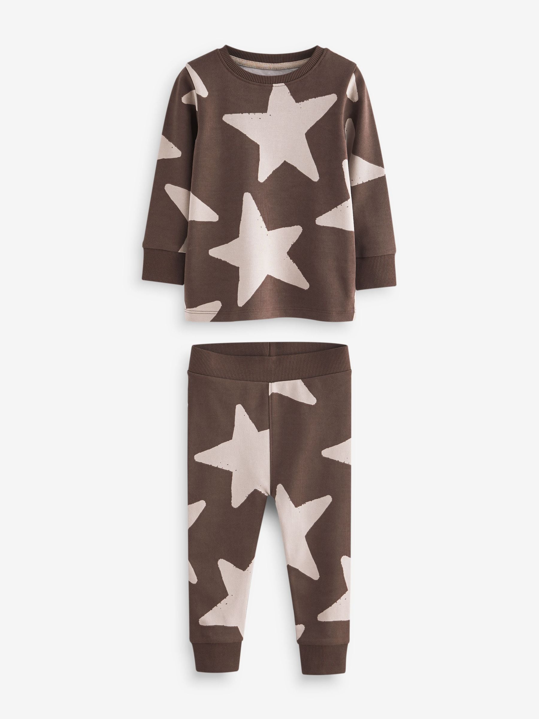 Groen/ecru/bruin met sterren - Verpakking van 3 knusse pyjama's (9 mnd-10 jr)