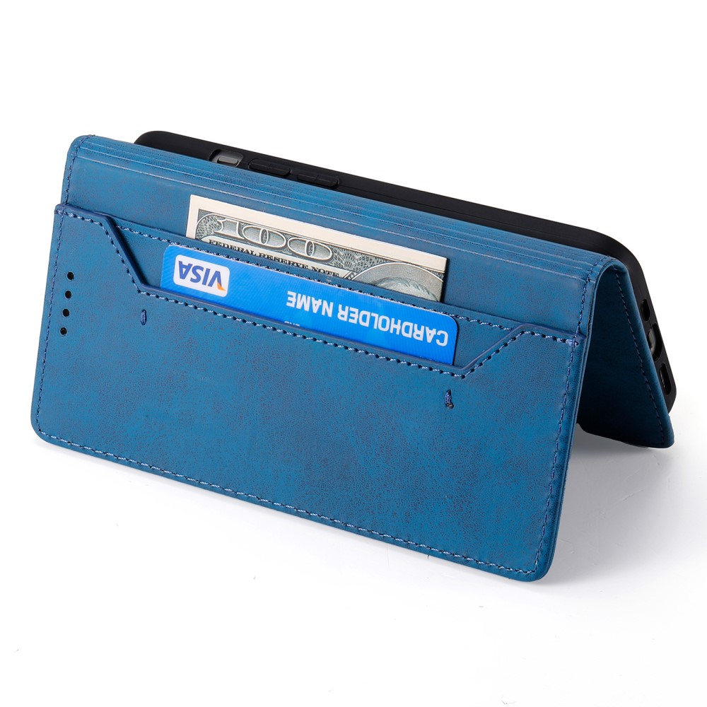 Samsung Galaxy S25 Edge Leder Tasche Flip Wallet Etui mit Kartenfächern (RFID Schutz) - Blau