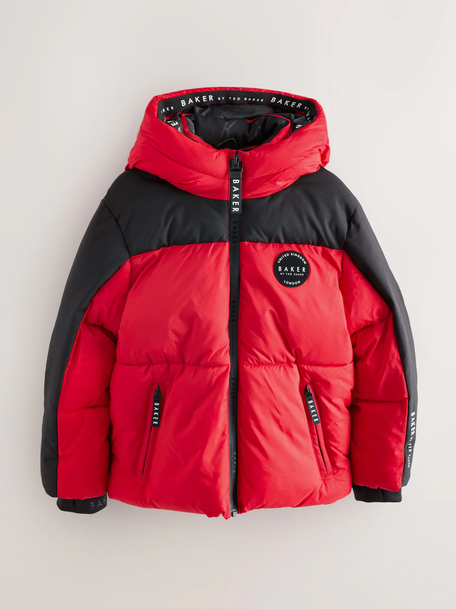 Rood/zwart - Baker By Ted Baker Shower Resistant Colourblock Padded Jackets