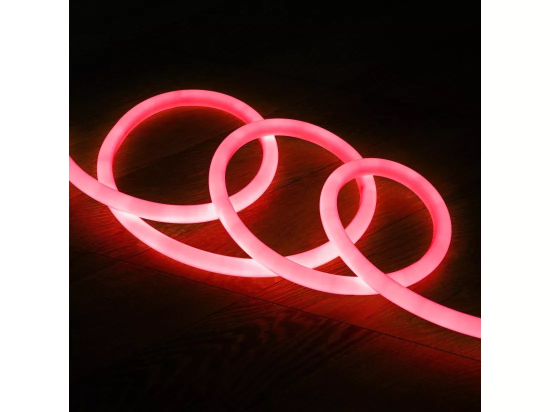 Néon LED Flexible 360º Rond Dimmable 120LED/m 220V AC Rouge IP67 sur Mesure Coupe tous les 100cm 50 m