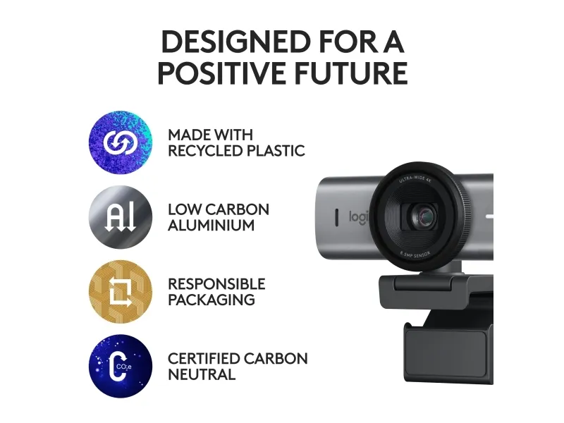 Logitech MX Brio 705 for Business - Webcam - farve - 8,5 MP - 4096 x 2160 - audio - USB-C