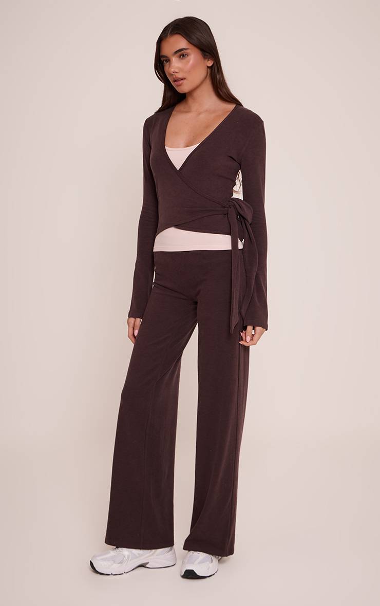 Espresso Pantalon De Détente Droit Taille Basse En Coton Doux