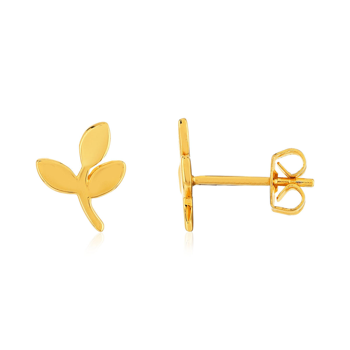 Boucles d'oreilles plaqué or jaune, motif feuille.