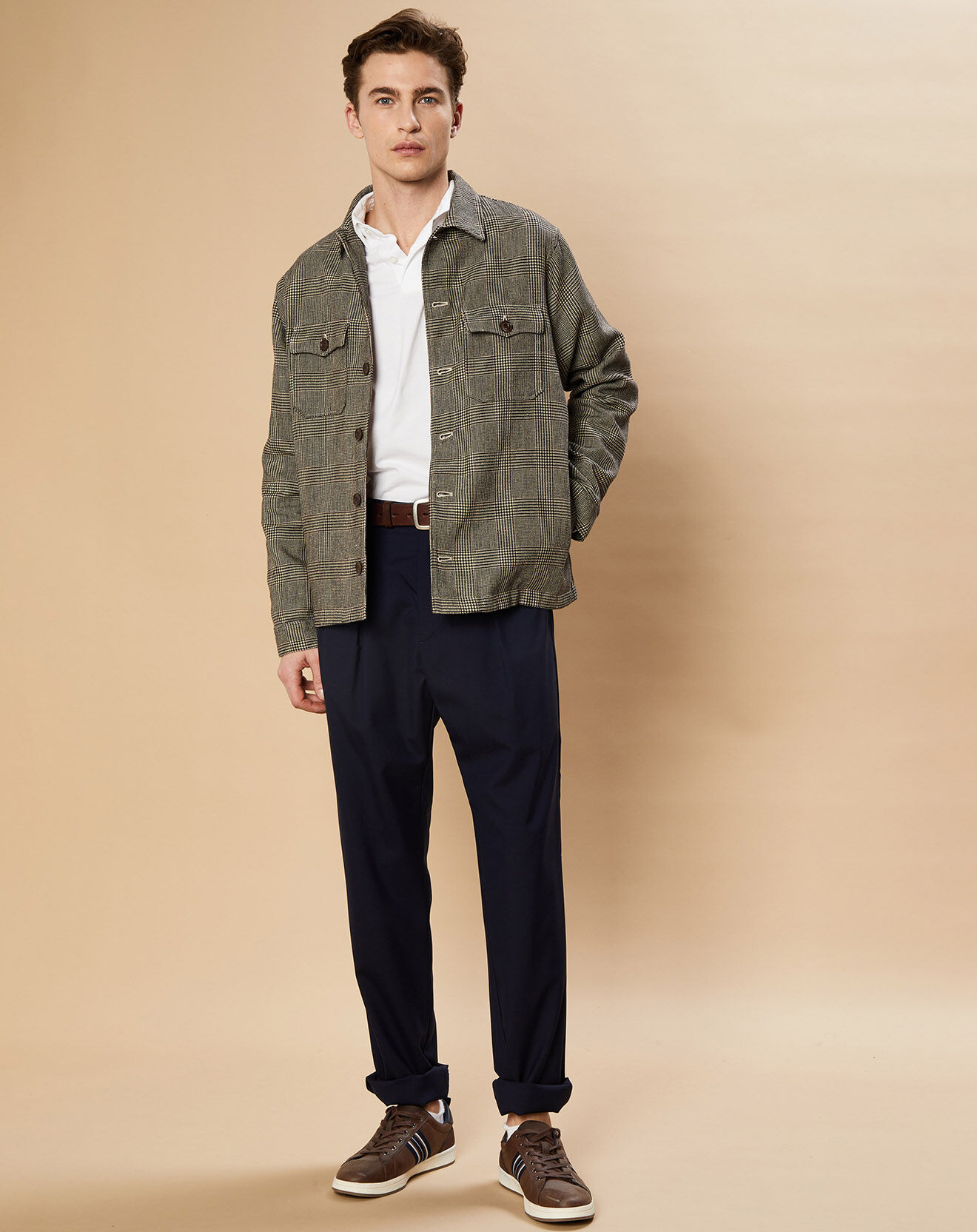 Hartford Veste en Lin & Coton Day marron/beige