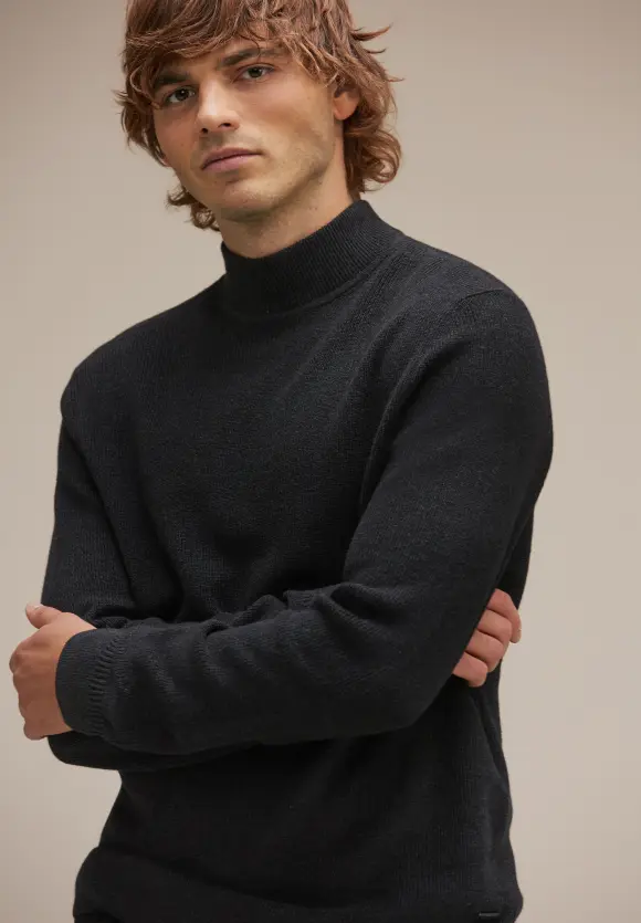 Wollmix Stehkragenpullover - anthra grey melange