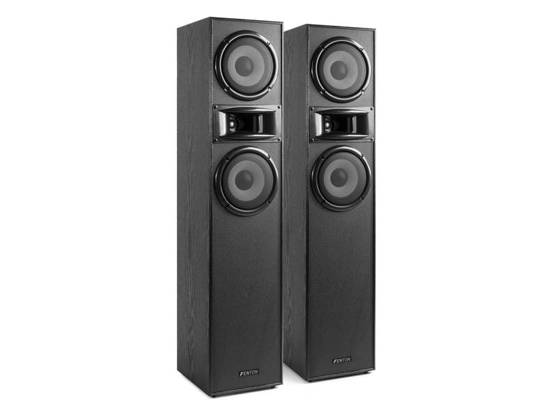 Fenton Standlautsprecher Paar SHF700B Schwarz Turmlautsprecher mit maximal 400 Watt