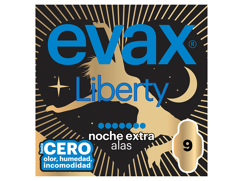 PENSOS HIGIÉNICOS EVAX LIBERTY NOITE EXTRA ALAS 9UN