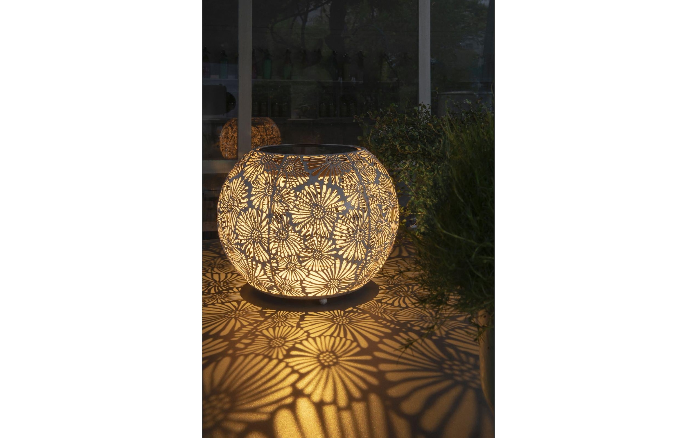STT Laterne »Antic Globe Blossom 22 cm« Dekorative Solar-Aussenleuchte mit Blüten-Design