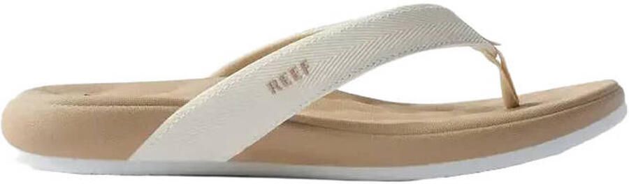 Reef Cushion Melody leren teenslippers ecru